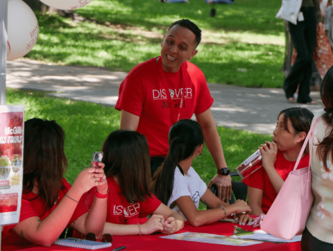 A group of volunteers on campus